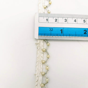 White Fringe Trim, Beaded Trim, White And Silver Beaded Trim